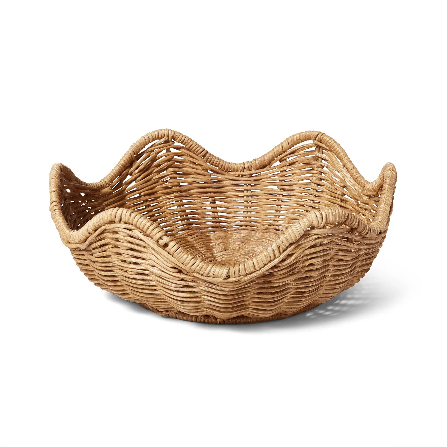 Sur La Table Handwoven Rattan Wavy Round Bowl | Sur La Table
