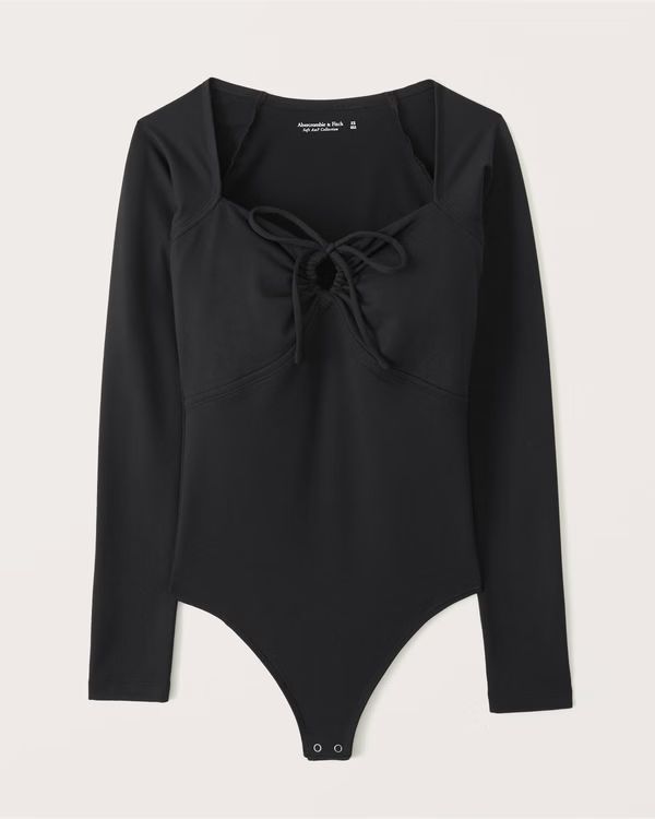 Long-Sleeve Seamless Fabric Cinched Front Bodysuit | Abercrombie & Fitch (US)