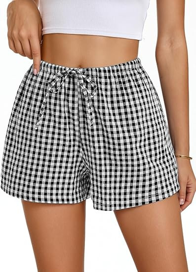 Women Boxer Shorts with Pockets Comfy Breathable Drawstring Short Cotton Pajama Lounge Trendy Bea... | Amazon (US)