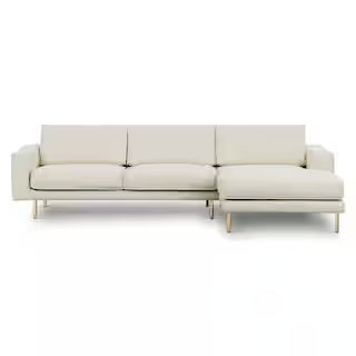Poly and Bark Miami 111 in. Right-Facing Sectional Sofa in Alabaster White | The Home Depot
