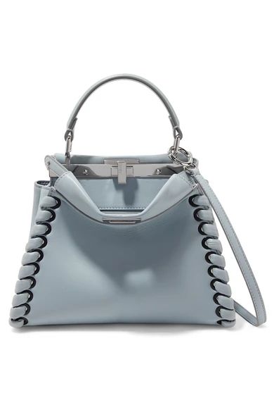 Fendi - Peekaboo Mini Whipstitched Leather Shoulder Bag - Light blue | NET-A-PORTER (UK & EU)