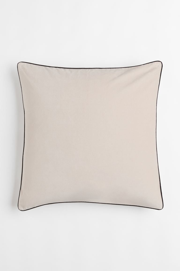 Cotton Velvet Cushion Cover - Light beige/dark gray - Home All | H&M US | H&M (US + CA)