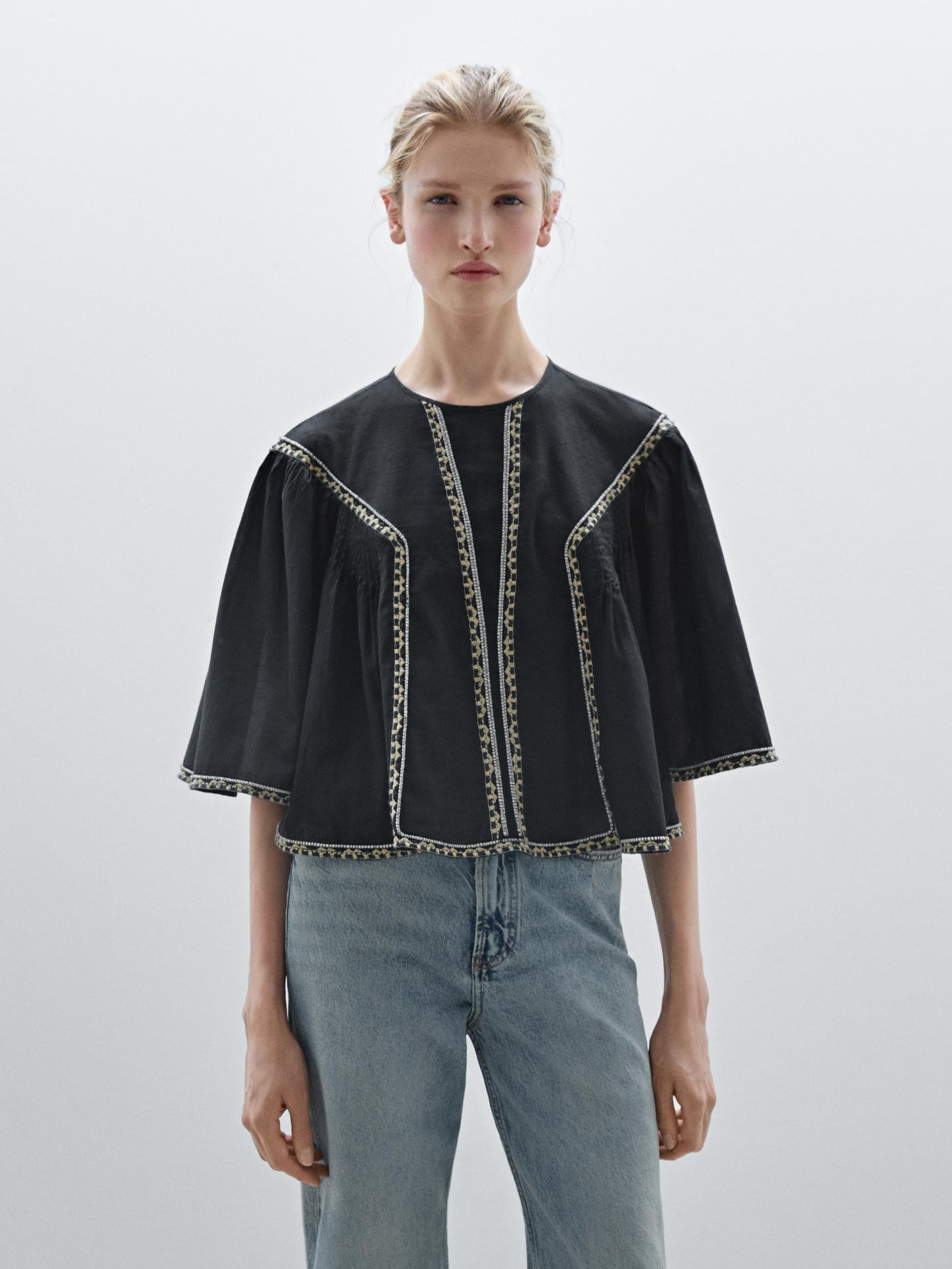 Flowing blouse with embroidered details
    
 $120.00  Add to basket  SELECT SIZE | Massimo Dutti US