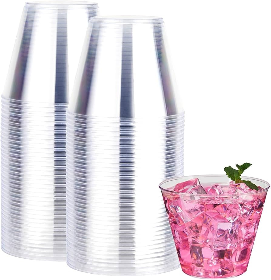 RACETOP 9 oz 100 packs Clear Disposable Plastic Cups, Durable Plastic Cups Tumblers, Perfect for ... | Amazon (US)