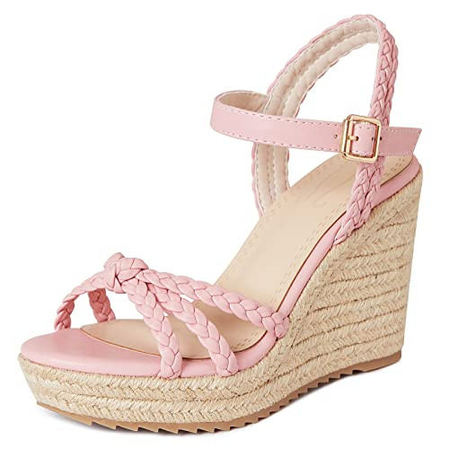 mikarka Espadrille Wedge Sandals for Women Braided Knot Ankle Strap Open Toe Platform Sandals | Amazon (US)