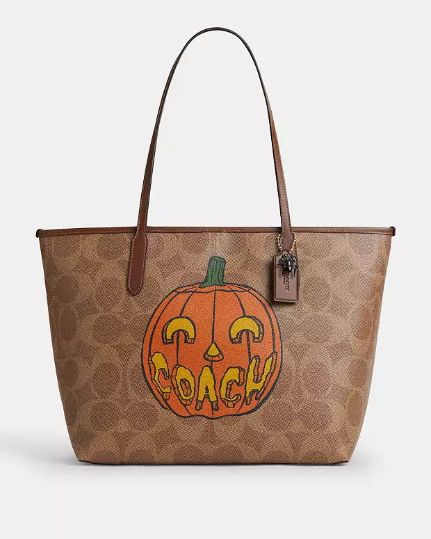 City Tote Bag In Signature Canvas With Halloween Print | Coach Outlet US