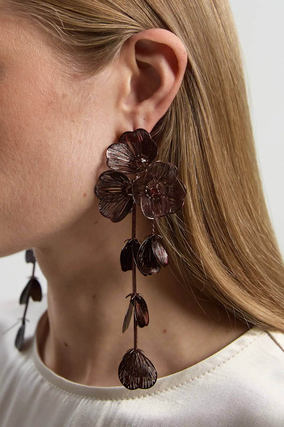 Chocolate Cluster Flower Drop Earrings | Karen Millen | Karen Millen