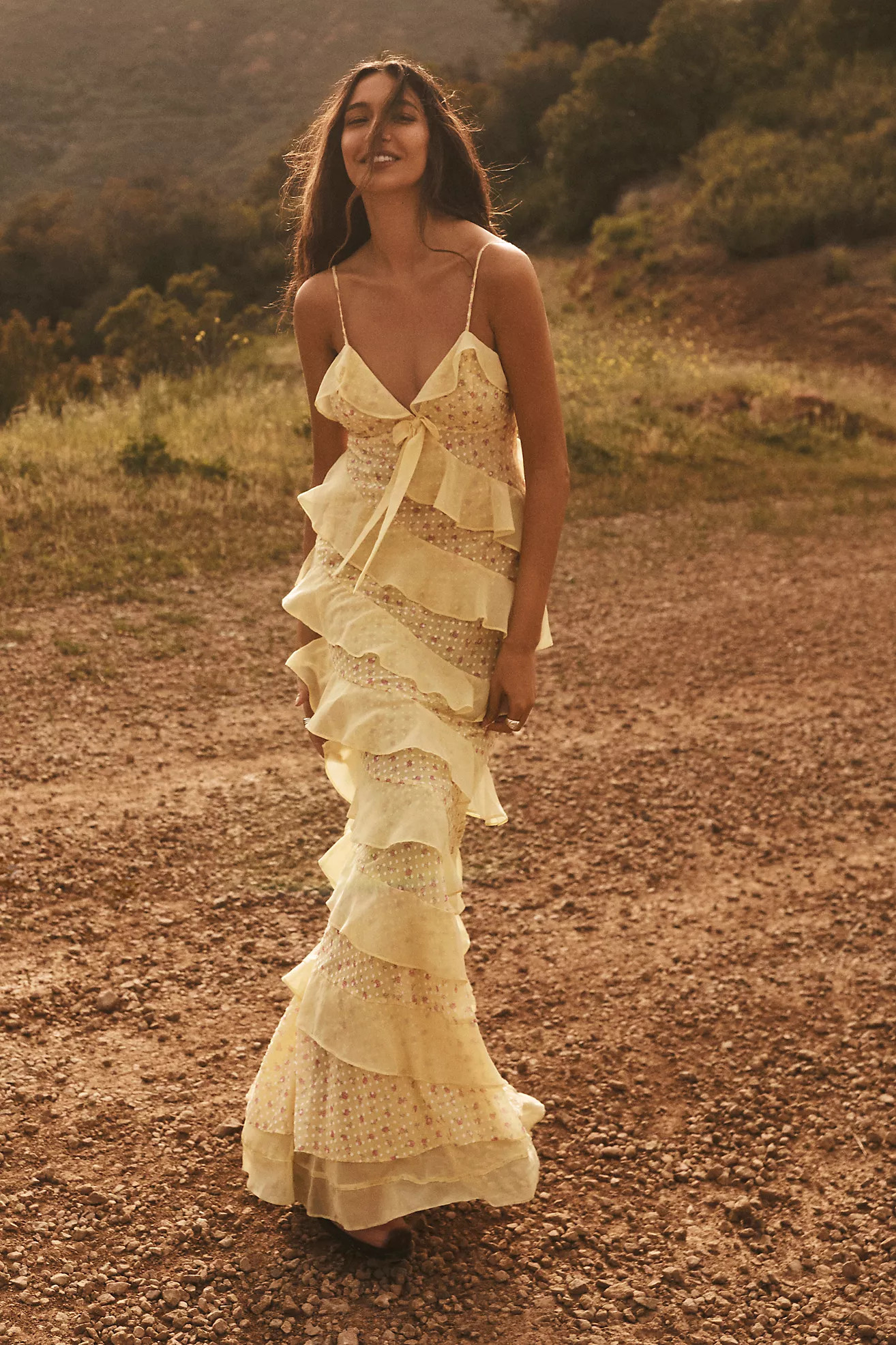 For Love & Lemons Debby Tiered Ruffle Midi Dress | Anthropologie (US)
