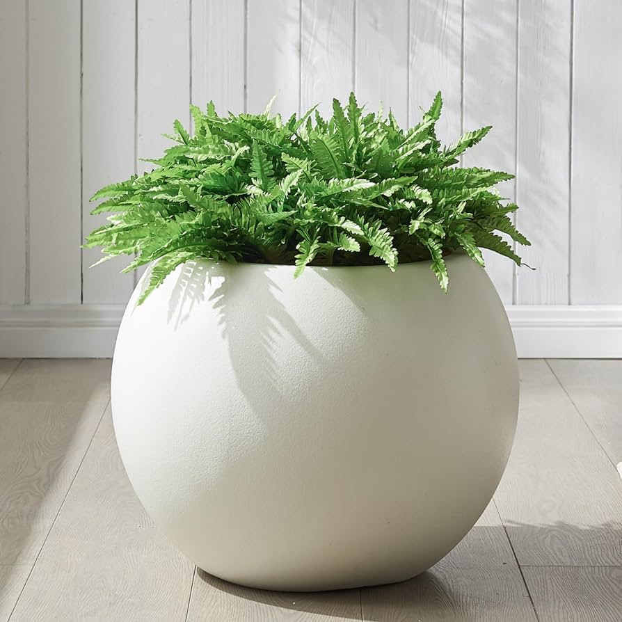 15.8" Dia x 12.2" H, 10.5" Opening, Sphere Plastic Planter with Drainage Hole and Removable Plug,... | Amazon (US)