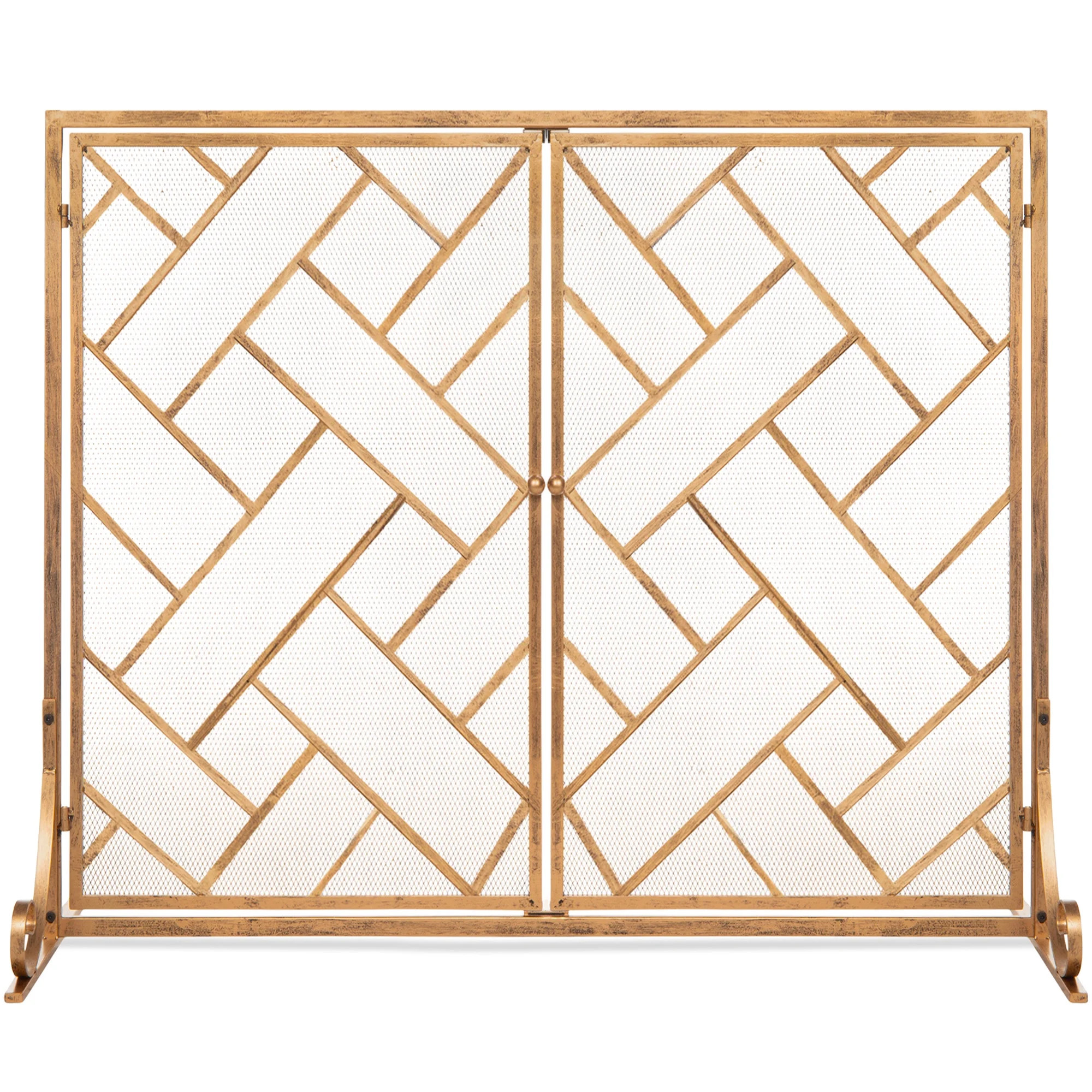 Best Choice Products 44x33in 2-Panel Handcrafted Wrought Iron Geometric Fireplace Screen w/ Magne... | Walmart (US)