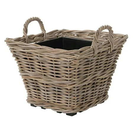 Square Rattan Planter Basket with Liner - 6.25 Gallon - Indoor/Outdoor Plant Pot with Handles - Natural Rattan, Durable & Sustainable Décor | Walmart (US)
