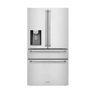 ZLINE Kitchen and Bath 36"" 21.6 cu. ft. Freestanding French Door Refrigerator with Water and Ice Di | The Home Depot