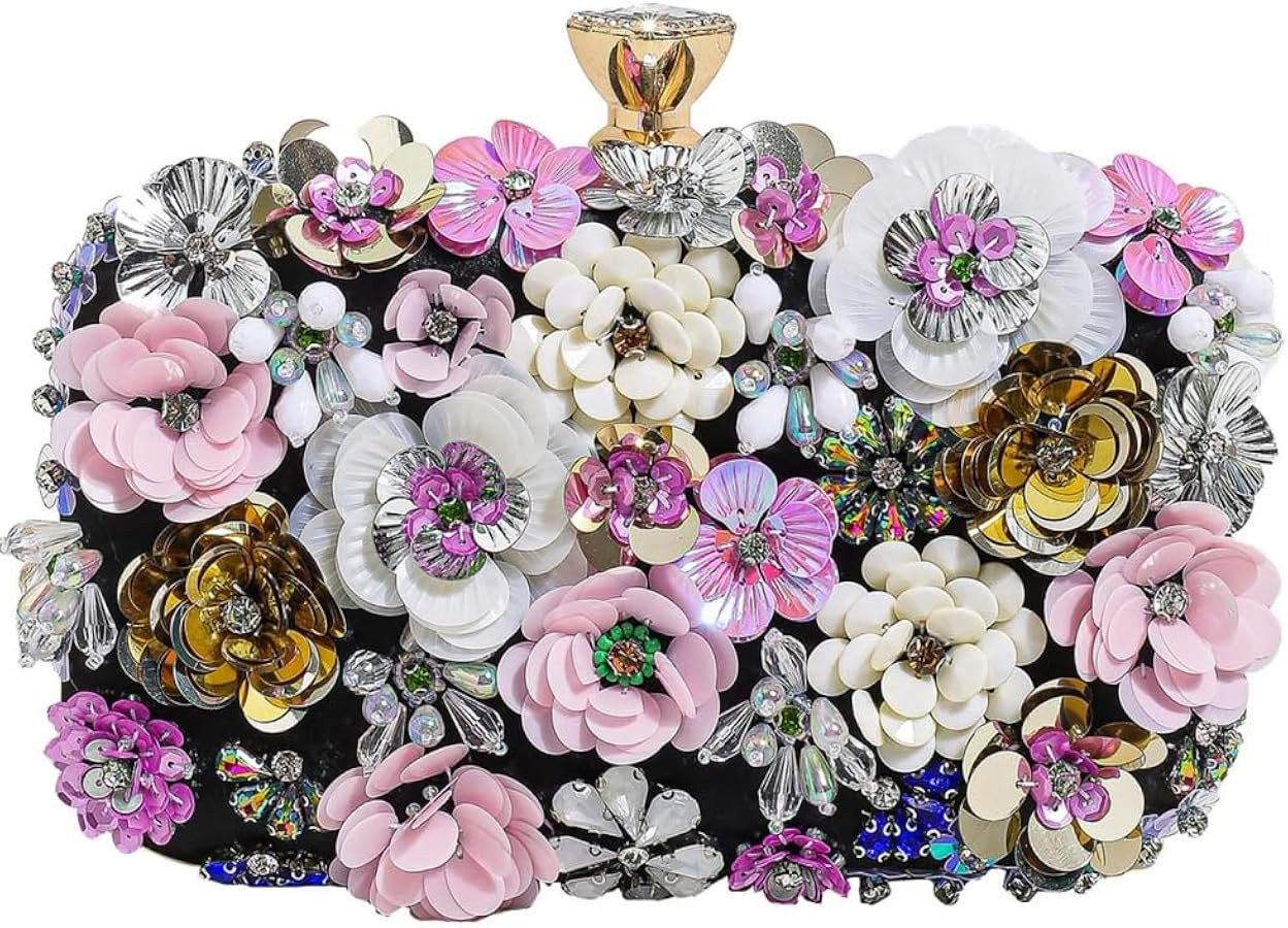 Evening Bag Beaded Clutch Purses for Women Flower Clutch Floral Purse Handbag Wedding Guest Dress... | Amazon (US)