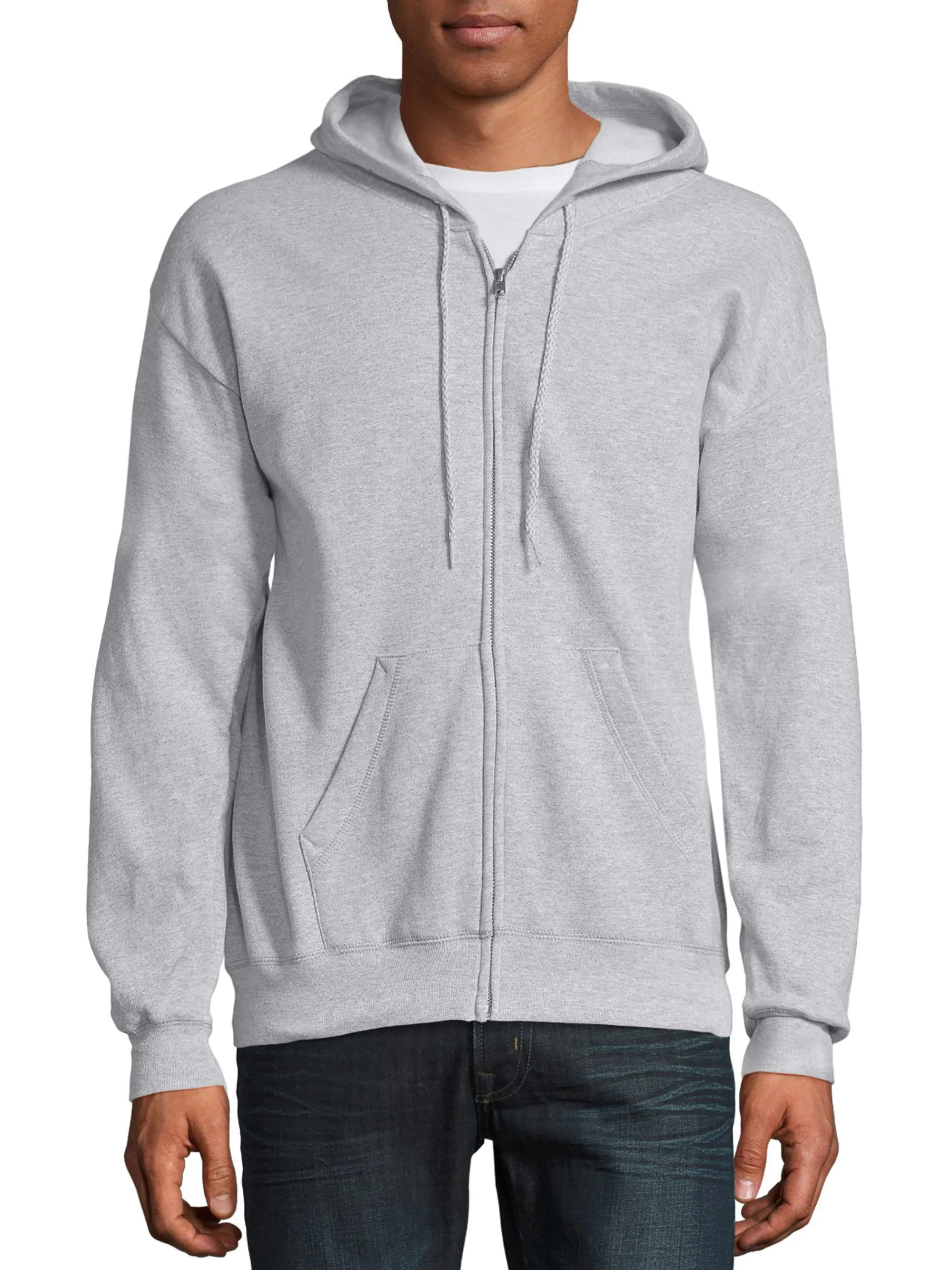 Hanes Men's EcoSmart Fleece Full Zip Hooded Jacket, up to Size 3XL | Walmart (US)