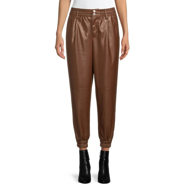 No Boundaries Juniors’ Faux Leather Joggers | Walmart (US)
