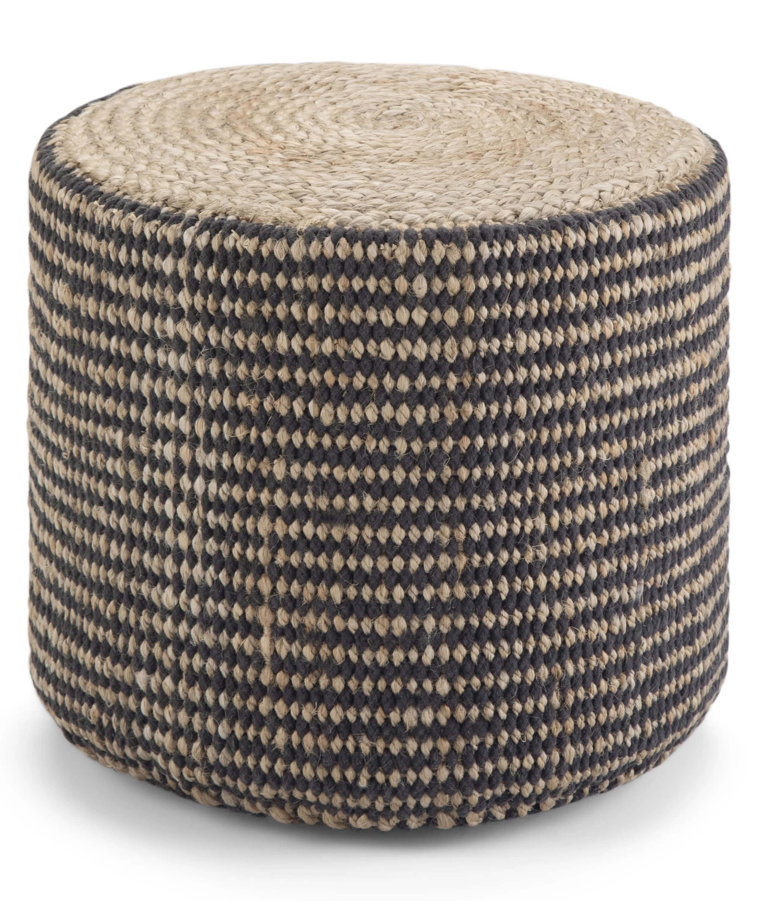 Larissa 18"W Jute Round Braided Pouf | Wayfair North America