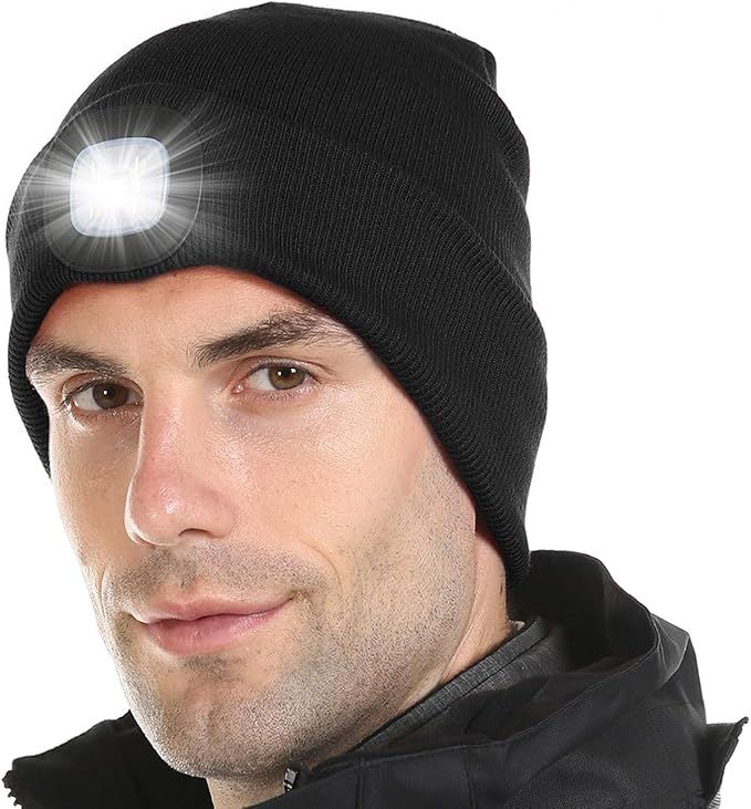 Tutuko LED Beanie with Light, Gifts for Men Women Dad Him, USB Rechargeable Lighted Cap 4 LED Hea... | Amazon (US)