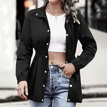 2025 Women's Zipper Trench Coat Long Sleeve Single Breasted Windbreaker Classic Jacket Lapel Coll... | Amazon (US)