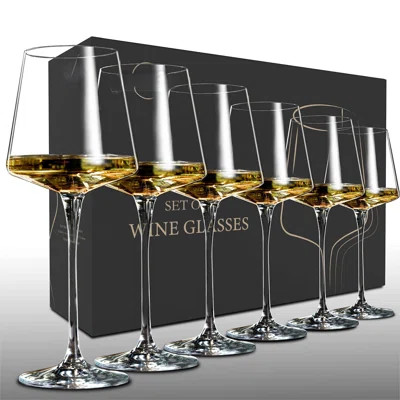 Wine Glasses Set Of 6,Crystal White Wine Glasses,Red Wine Glass Set,Long Stem Wine Glasses,Clear Lead-Free Premium Blown Glassware (18.5Oz,6 Pack) | Wayfair North America
