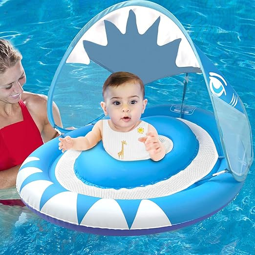 Baby Swimming Pool Float Ring with Removable Sun Canopy Safety Seat,Newest Double Airbag Inflatab... | Amazon (US)