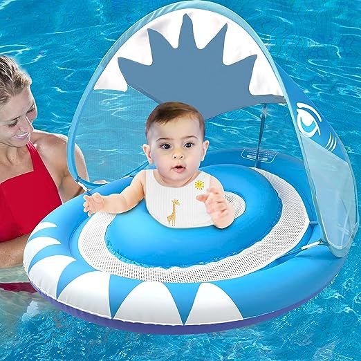 Baby Swimming Pool Float Ring with Removable Sun Canopy Safety Seat,Newest Double Airbag Inflatab... | Amazon (US)