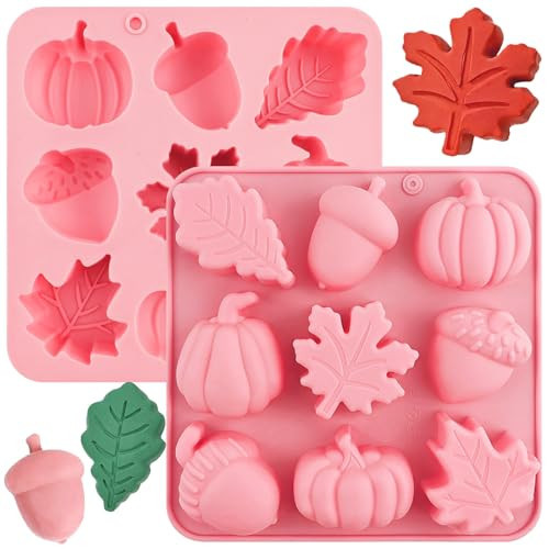 LEBERY Thanksgiving Fall Silicone Molds Halloween Pumpkin Candy Mold Maple Leaf Fondant Molds Autumn Leaves Chocolate Cake Pan Baking Tray Mold for Thanksgiving Halloween Cake Cupcake Decorations | Amazon (US)