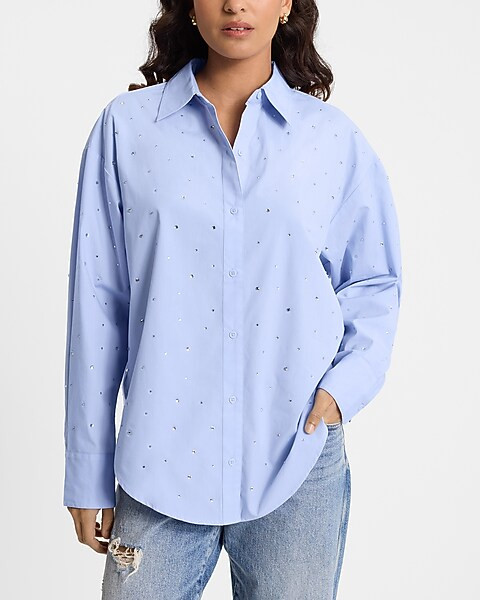 Embellished Boyfriend Portofino Shirt | Express