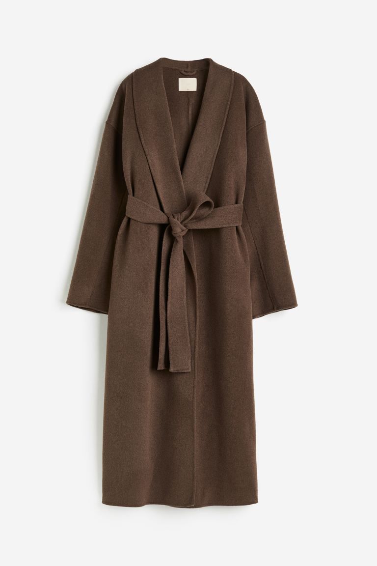 Felted Wool Coat - Dark brown - Ladies | H&M US | H&M (US)