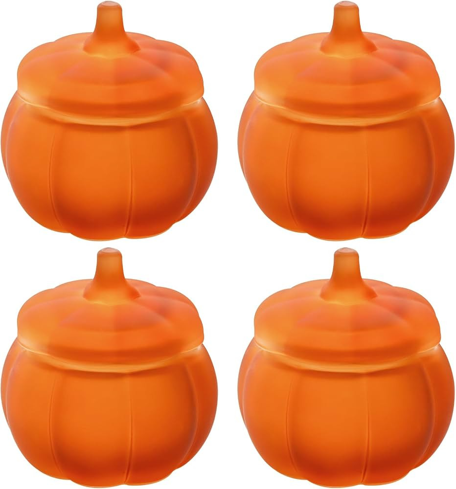 SYFURNIX Pumpkin Candle Jar for Making Candles, 4PCS Orange Glass Candle Jars with Lids, Small Ca... | Amazon (US)