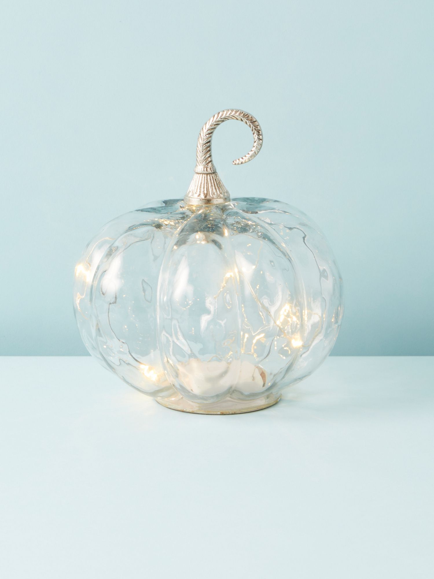7x8 Glass Led Light Up Pumpkin With Metal Stem | Seasonal Decor | HomeGoods | HomeGoods