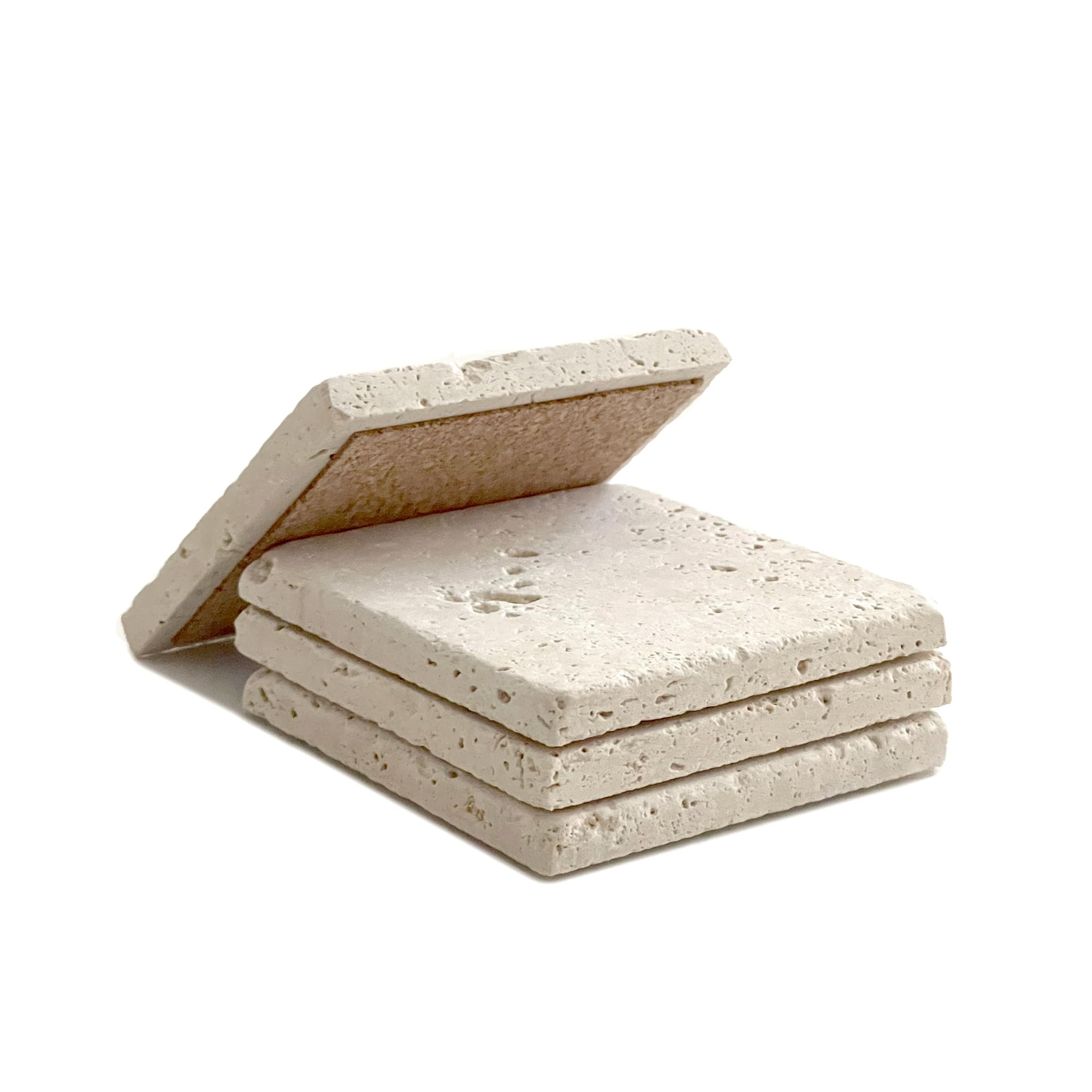 Beige 4'' X 4'' Travertine Stone Coaster Each Piece Unique Natural Stone Drink Spills Coasters Tu... | Amazon (US)