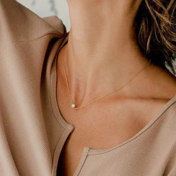 ALBA Necklace • Pearl Necklace • Freshwater Pearl Necklace, Elegant Pearl Necklace, Dainty Pe... | Etsy (US)