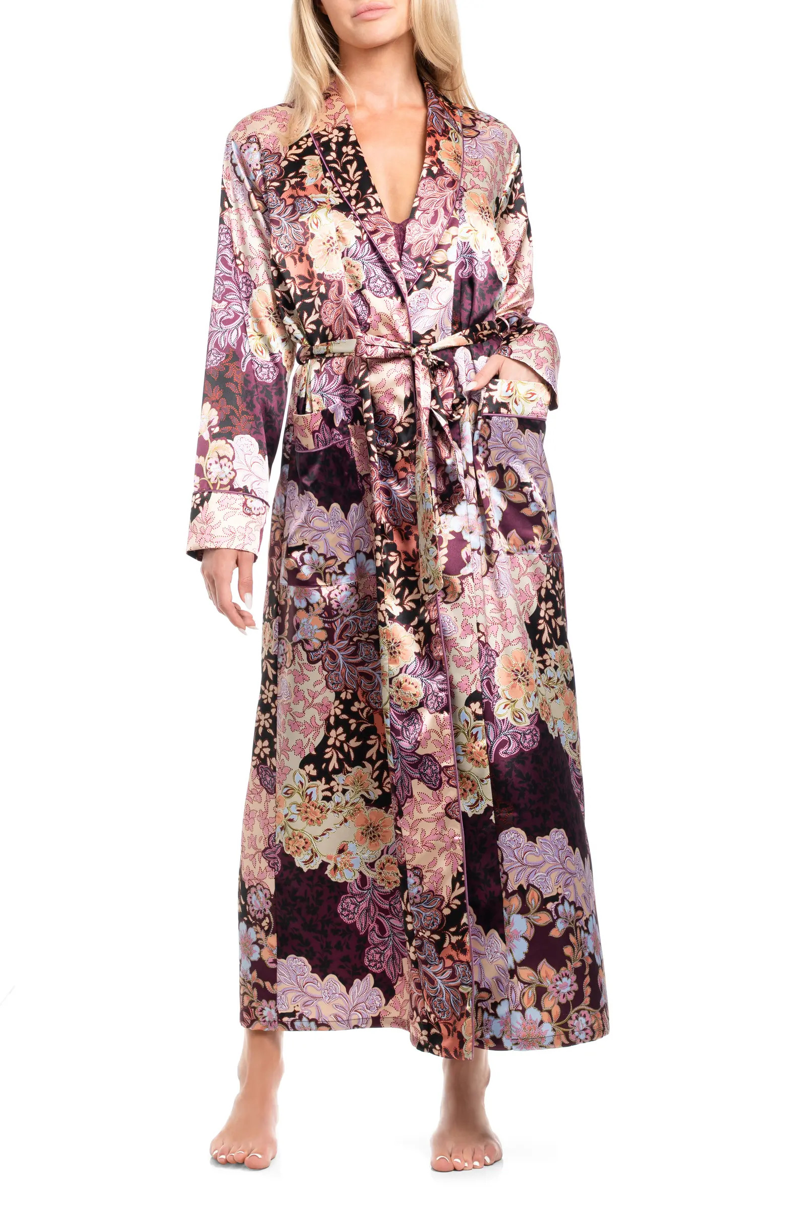 In Bloom by Jonquil Anna Print Satin Robe | Nordstrom | Nordstrom