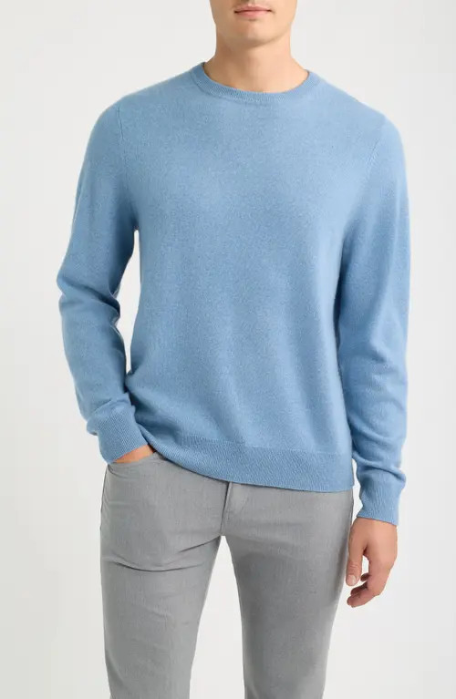 Nordstrom Cashmere Crewneck Sweater in Blue Riviera Heather at Nordstrom, Size Small | Nordstrom