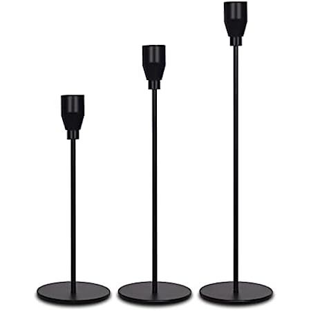 FRTIM Matte Black Candle Holders, Set of 3 Candlestick Holders for 3/4" Taper Candles&Led Modern Met | Amazon (US)