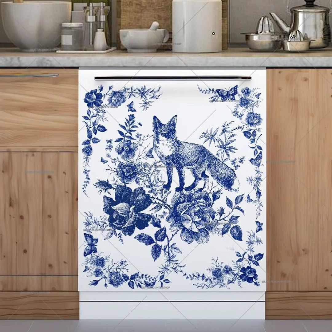 Kitchen Dishwasher Magnet Cover Folklore Fairytale Forest Fox and Flowers nt339 - Etsy | Etsy (US)
