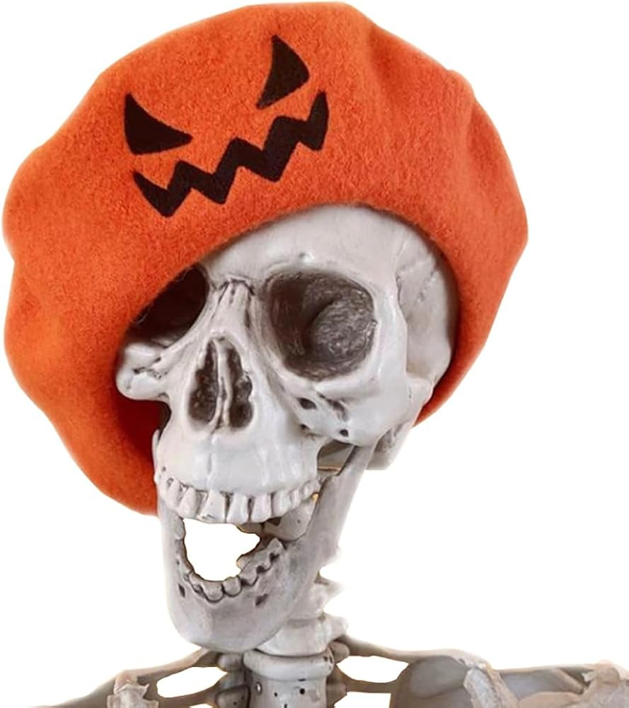 Halloween Wool Beret Hat, Pumpkin French Artist Beret Lantern Cute Beret Costume Party Tam for Girls Women | Amazon (US)