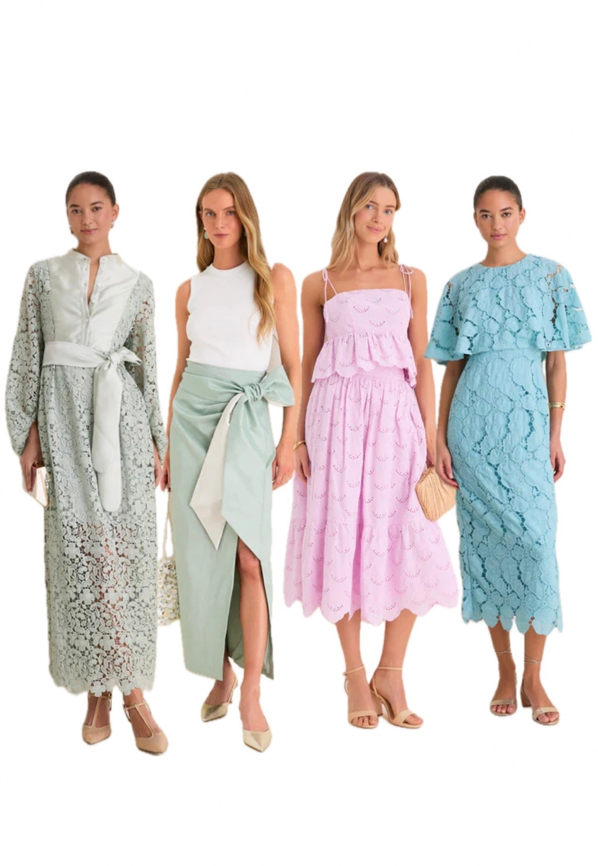 New arrivals 🩷 spring dresses, spring outfit ideas eyelet dress sage green dress maxi wrap skirt pink outfit spring 2026 outfits blue dress baby shower wedding guest baptism special occasion dresses spring vacation beach 