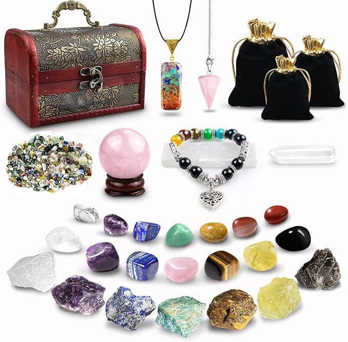 Healing Crystals Set, 28 Pcs Crystals and Healing Stones 7 Chakra Stones Kit for Beginners Raw Pr... | Amazon (US)