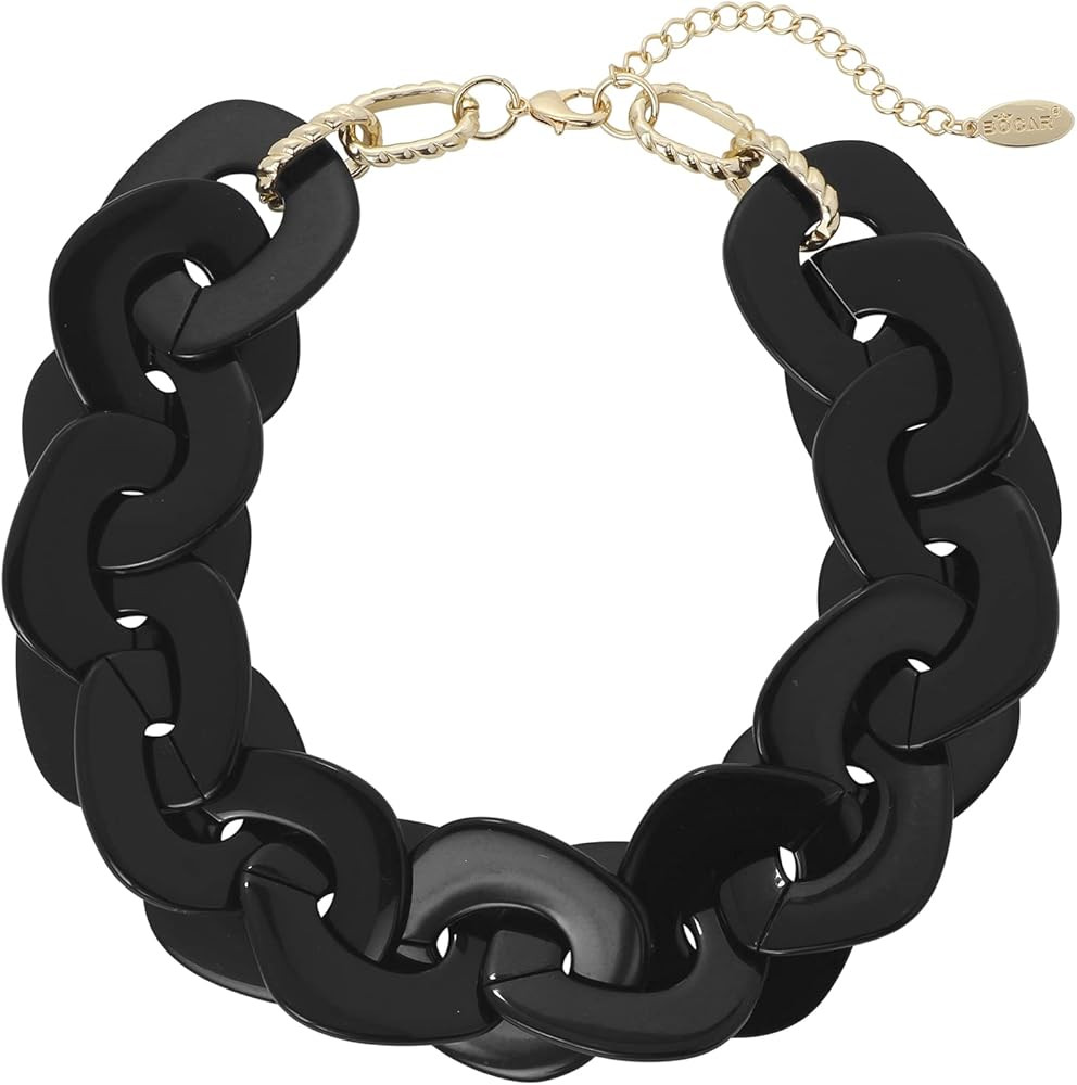 Bocar Statement Chunky Acrylic Cuban Choker Necklace Fashion Bib Collar Chain Necklace for Women(... | Amazon (US)