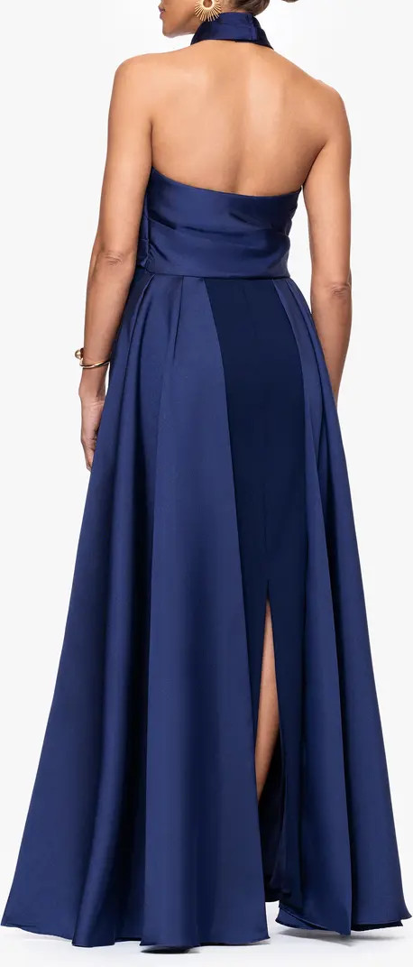 Betsy & Adam Twist Halter Neck Mikado Scuba Crepe Gown | Nordstrom | Nordstrom