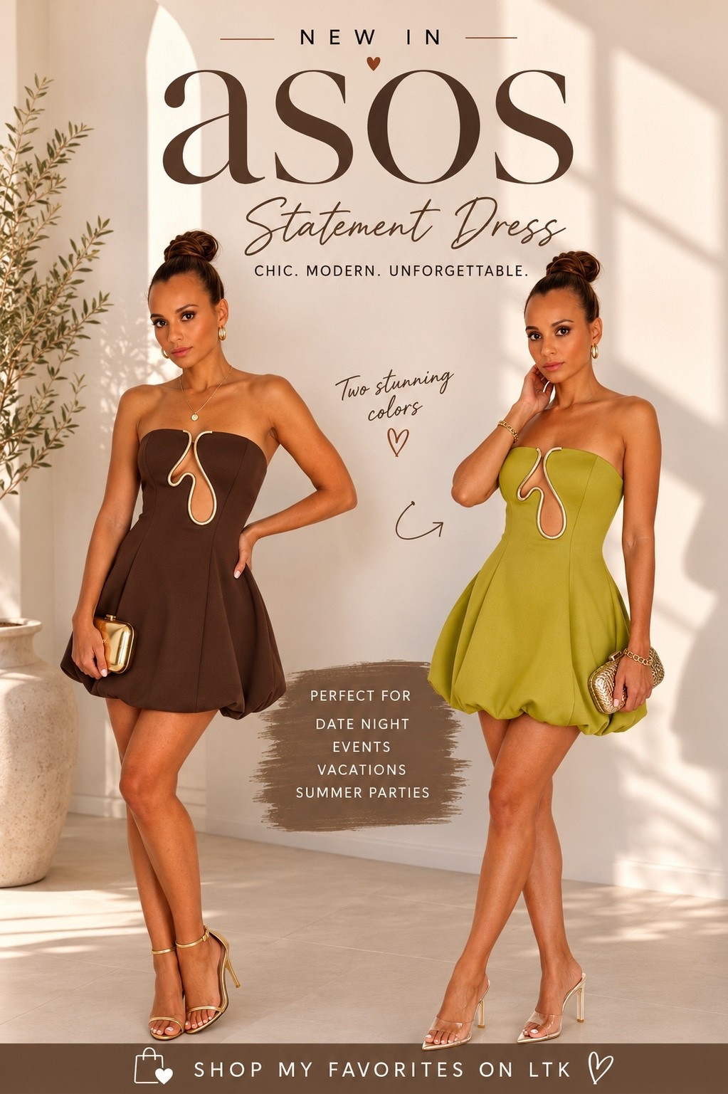 Statement dress season 🤎💚

Chic, modern, and made to stand out. Perfect for date nights, vacations, and summer events. Which color would you pick?

Shop the look on my LTK ✨

#ASOS #LTKFashion #SummerStyle #DateNightOutfit #VacationStyle

#LTKootd