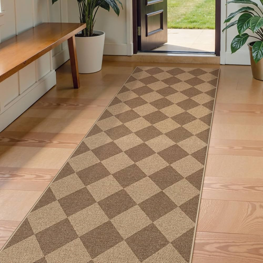 Lahome Checkered Easy Jute Runner Rug, 2x8 Carpet Runners for Hallway 8ft Non Slip Washable Rug f... | Amazon (US)