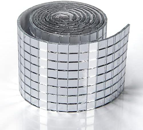 Self-Adhesive Mosaic Tiles Square Glass Mirrors Mosaic Tiles Mirror for DIY Craft Decoration (Silver | Amazon (US)