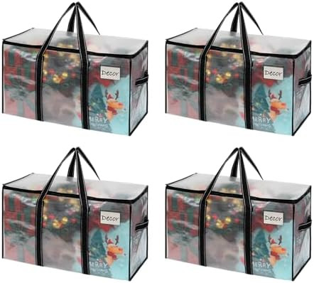 VENO 4 Pack Moving Bags & Large Christmas Storage Bins with lids for Decorations, Garland, Lights... | Amazon (US)