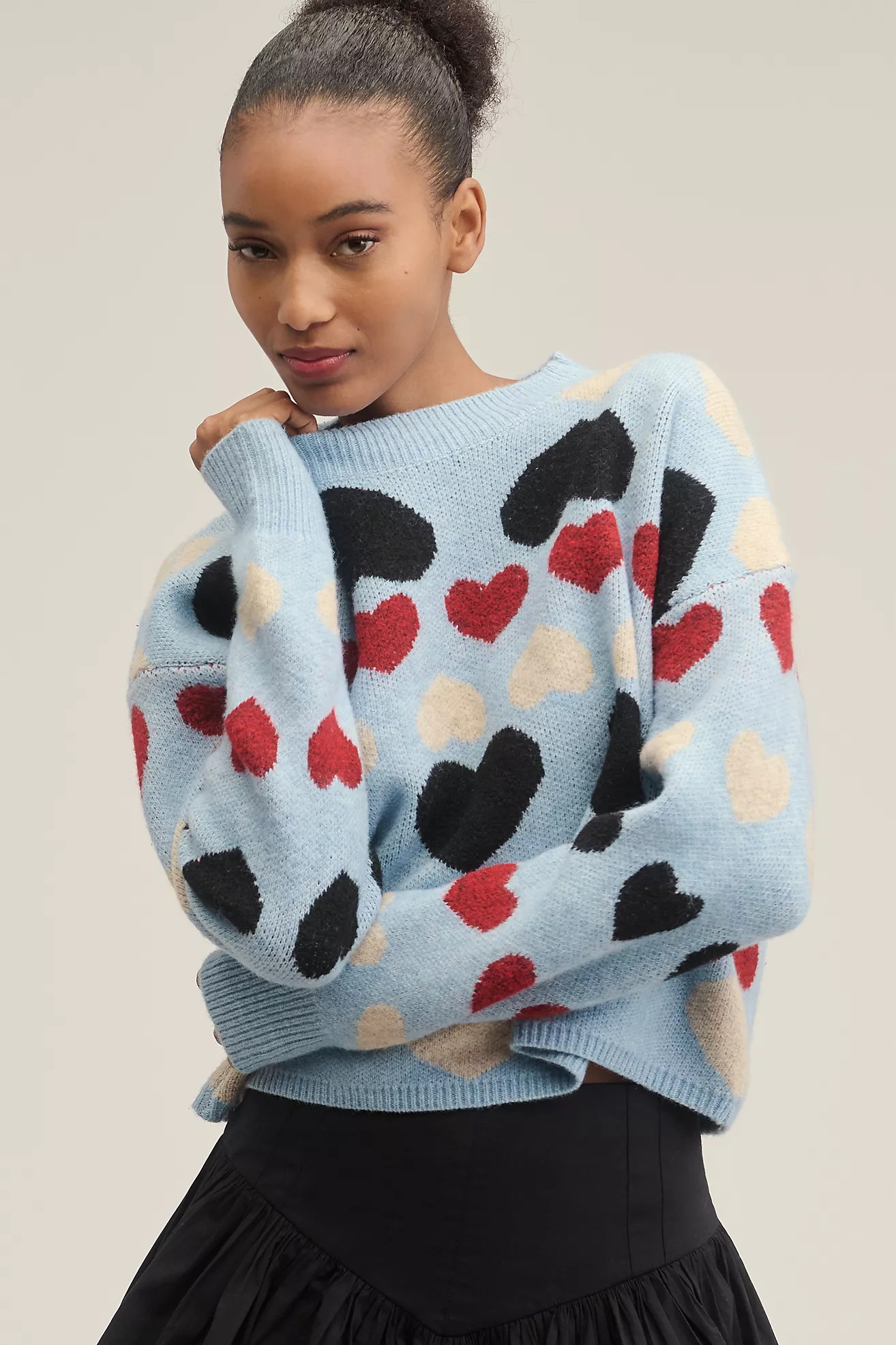 English Factory Crew-Neck Heart Icon Pullover Sweater | Anthropologie (US)