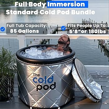 The Cold Pod Cold Plunge Tub: 85 Gal Round Tub with Full-Wrap UV-Reflective Insulation Cover Bund... | Amazon (US)