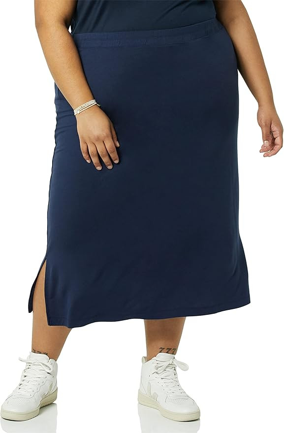 Amazon Essentials Women's Pull-On Knit Midi Skirt (Available in Plus Size) | Amazon (US)