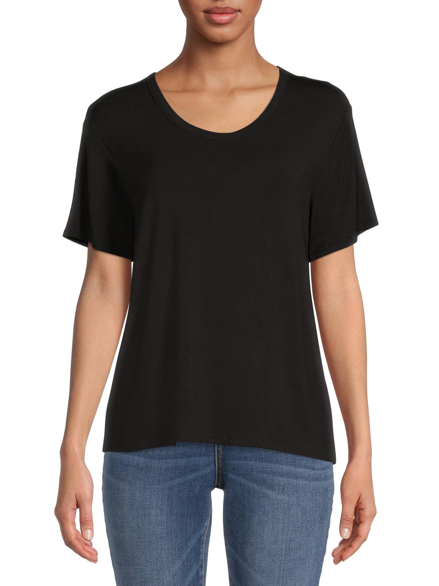 Time and Tru Women's Washed Scoop Neck | Walmart (US)