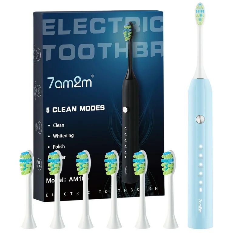 7AM2M Sonic Electric Toothbrush for Adults and Kids,One Charge for 90 Days, with 6 Brush Heads,AM... | Walmart (US)